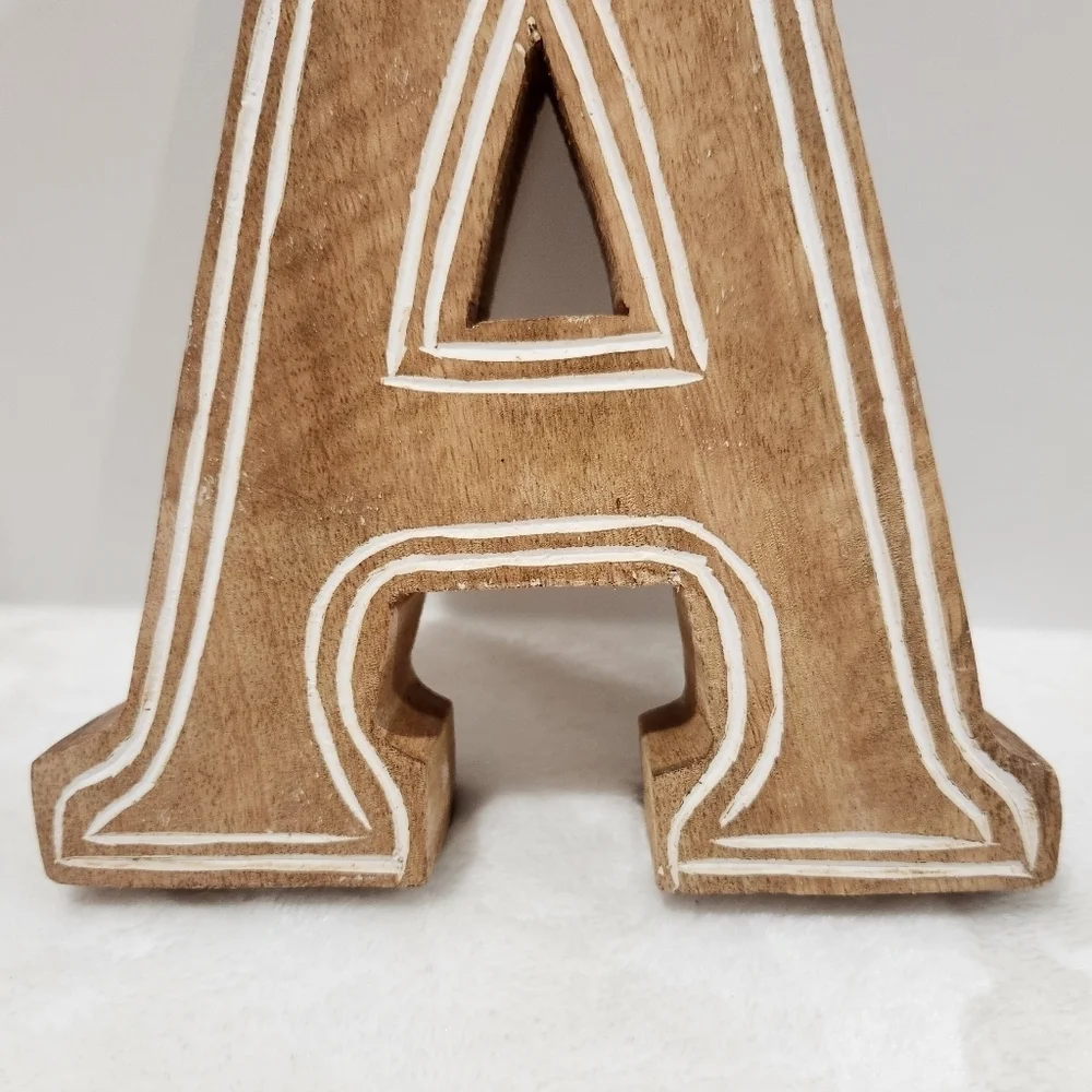 Wooden Block Letter Monogram Initial Rustic Etched Home Decor